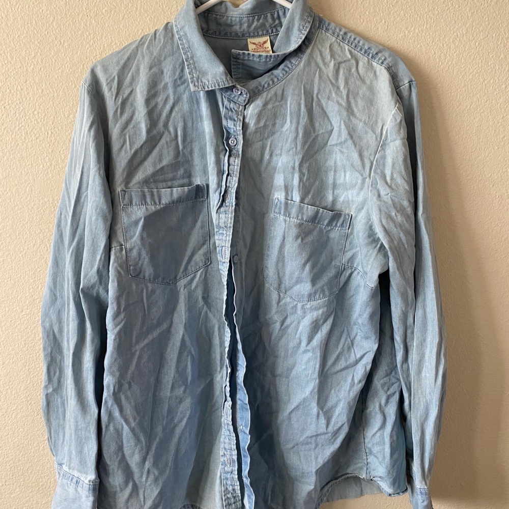 Soft denim button up